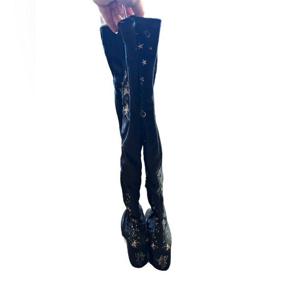NWB Ash Eros velvet with metallic silver star embroidery knee-high boots - Picture 5 of 11